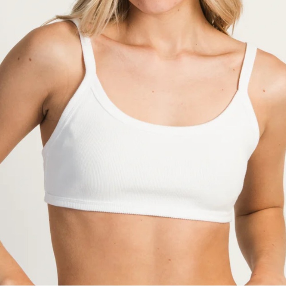 Harlow ribbed open back bralette in white